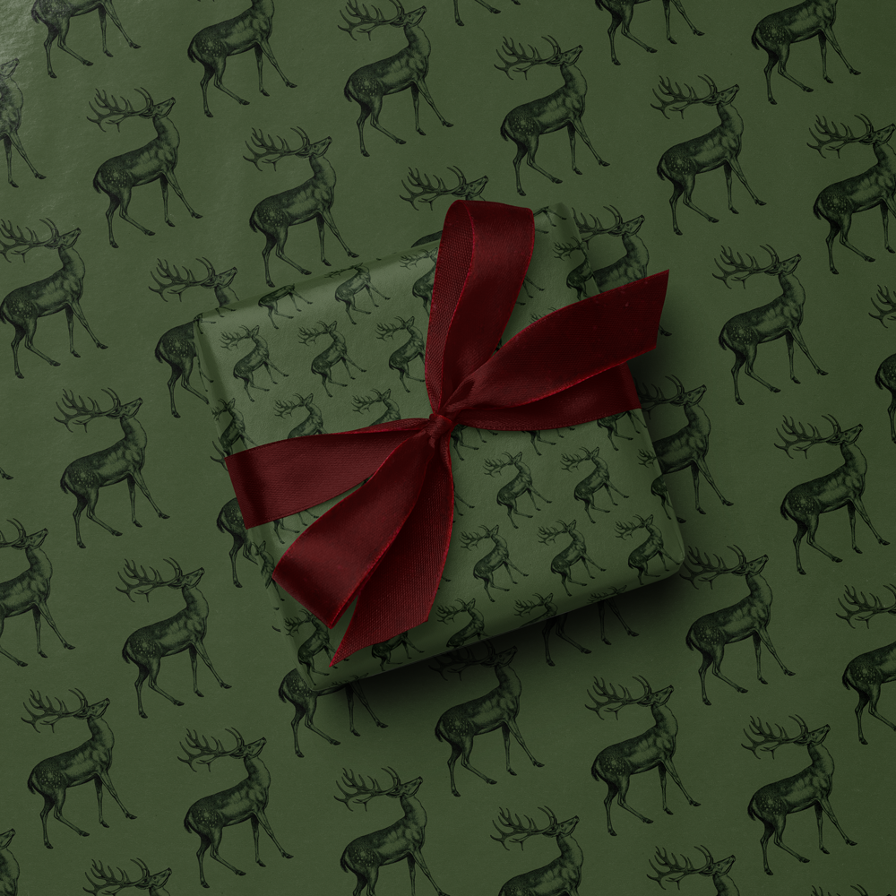 Holiday Argyle Frame with Bows Wrapping Paper - Double Sided