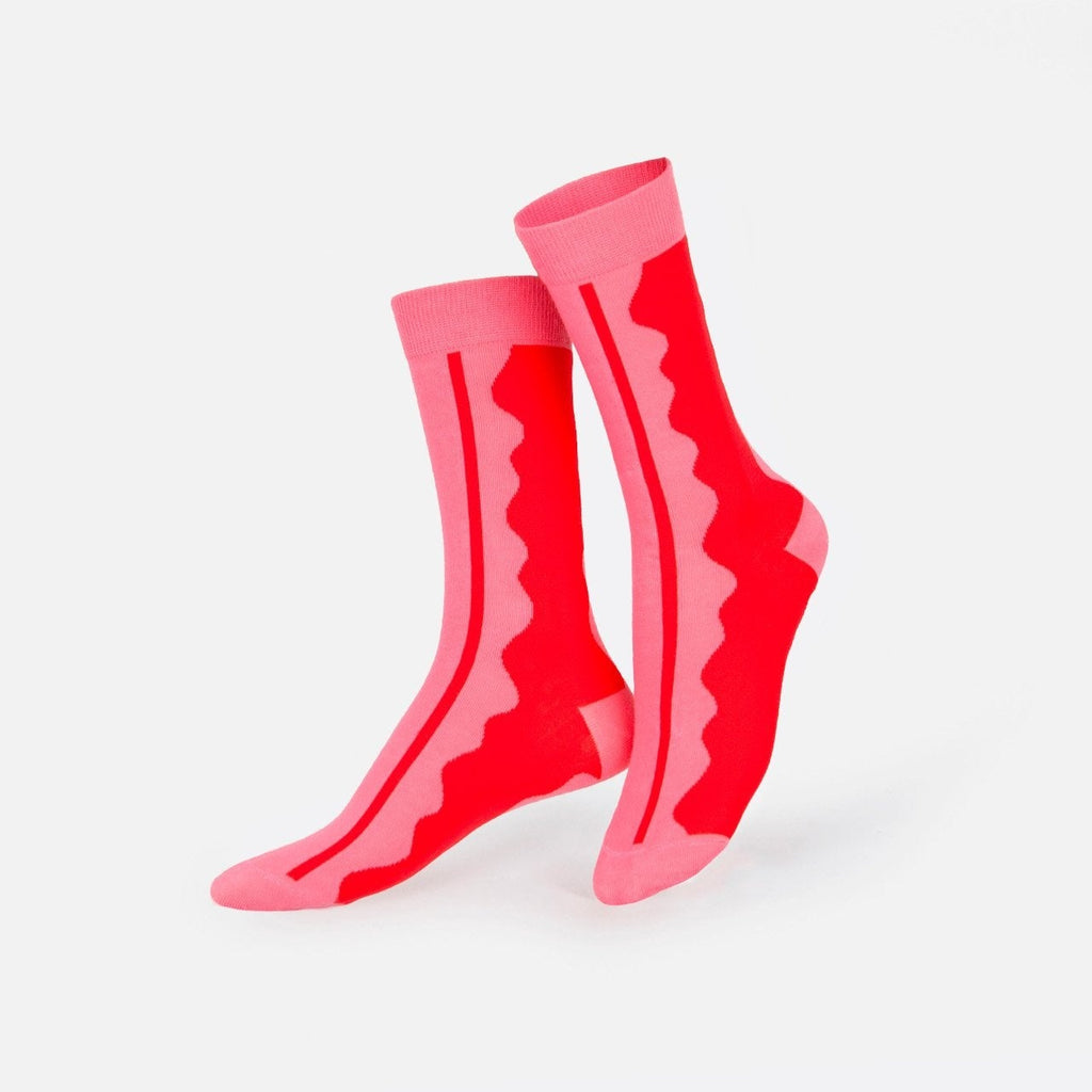 Pink & red designed socks