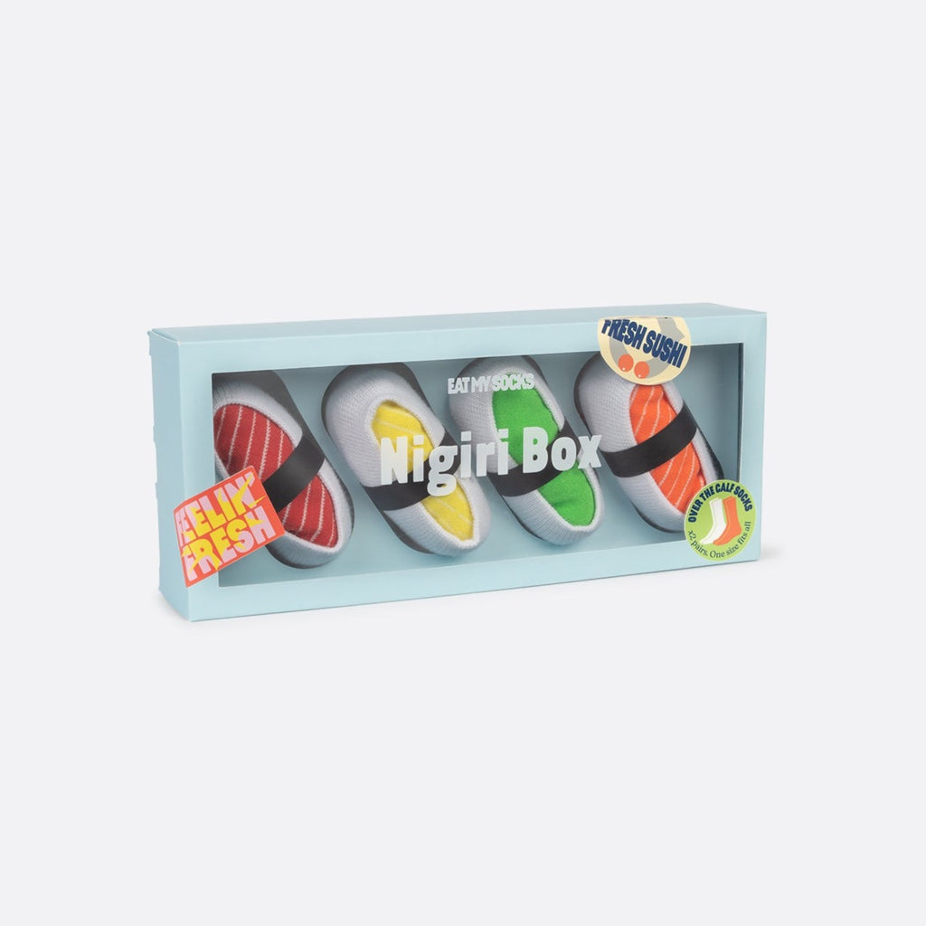 We all love sushi; that’s a fact, but why settle for one kind of nigiri when you can have a whole box? We present to you the Nigiri Box socks, the perfect way to show your love for sushi.