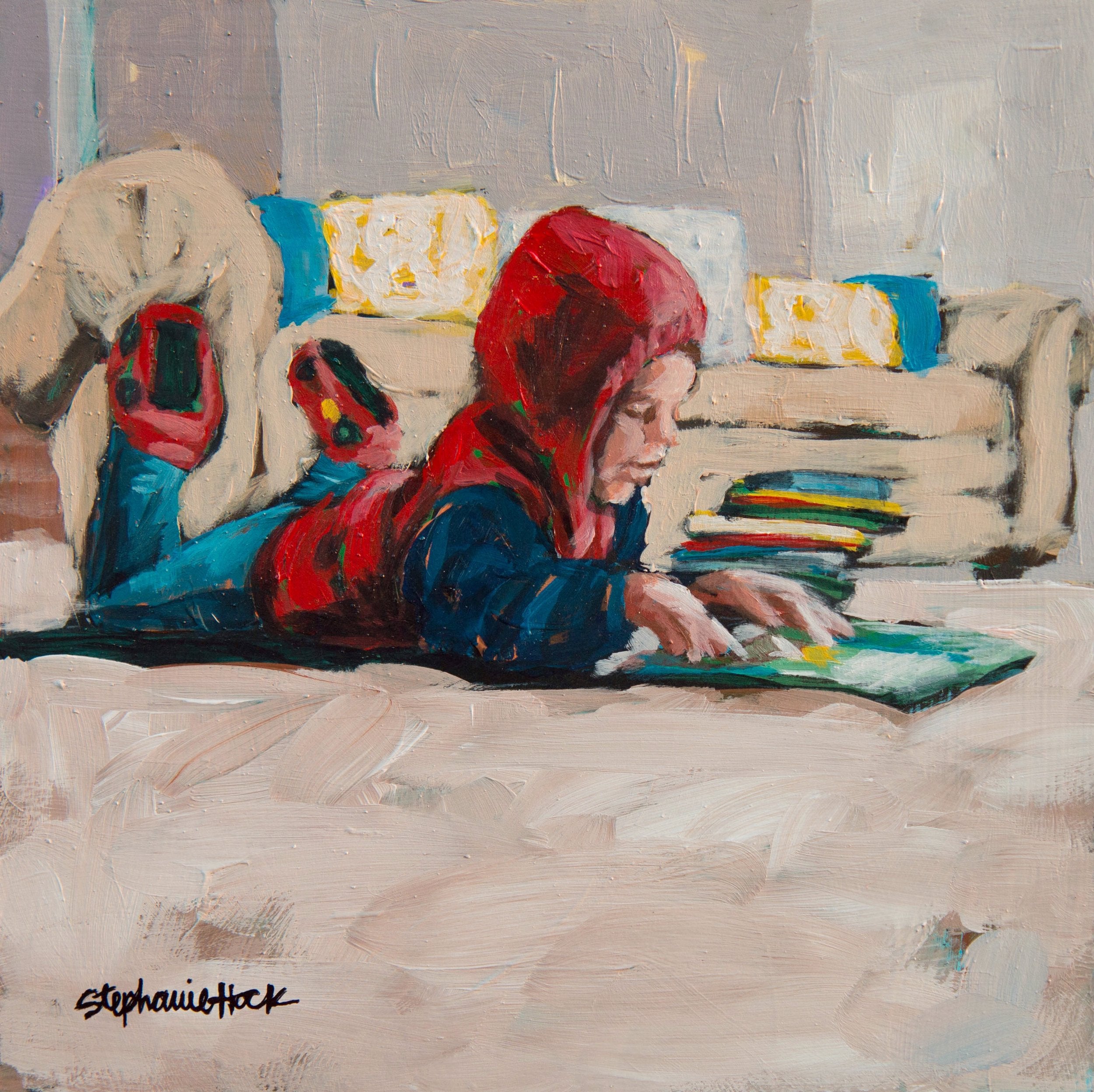 A Boy and His Books Print