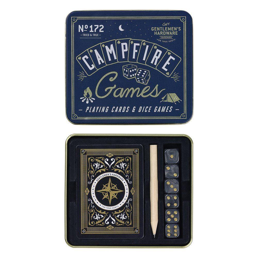Grab those marshmallows and have some fun around the fire with this Gentlemen's Hardware Campfire Games set. Including a deck of all-weather waterproof playing cards, six dice, a score pad and a pencil. Stowed in a compact, transportable tin with full instructions for three games, the set would make a great addition to any camping trip, fishing excursion, outdoor adventure.