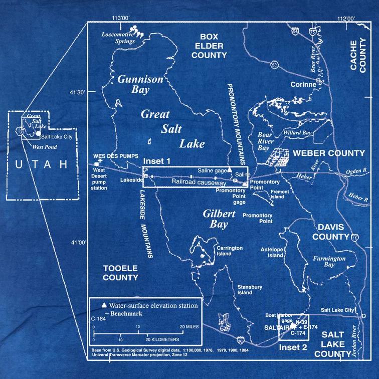 Great Salt Lake geological survey map printed on a blue bandana