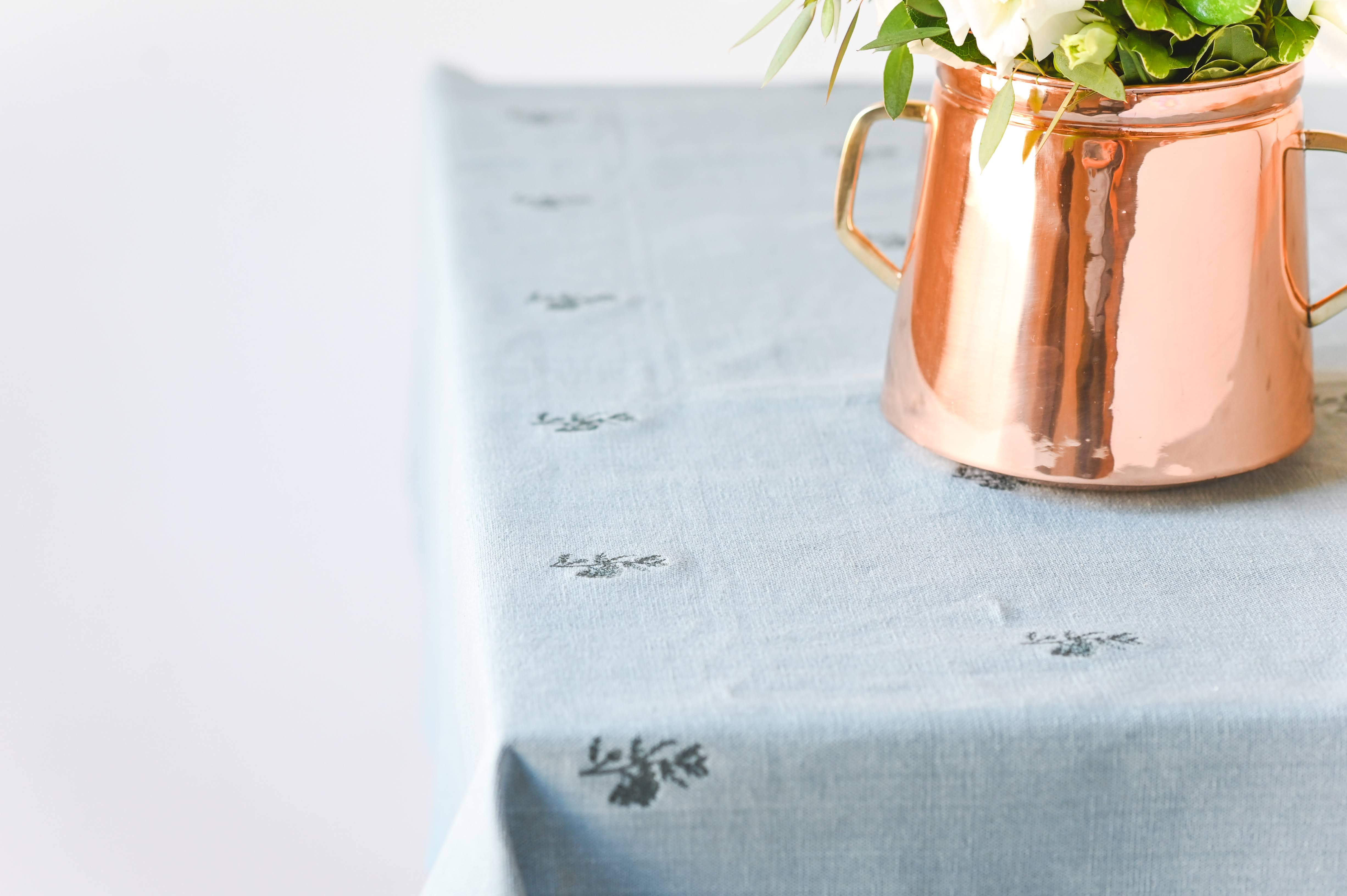 Blue Fleur Embroidered