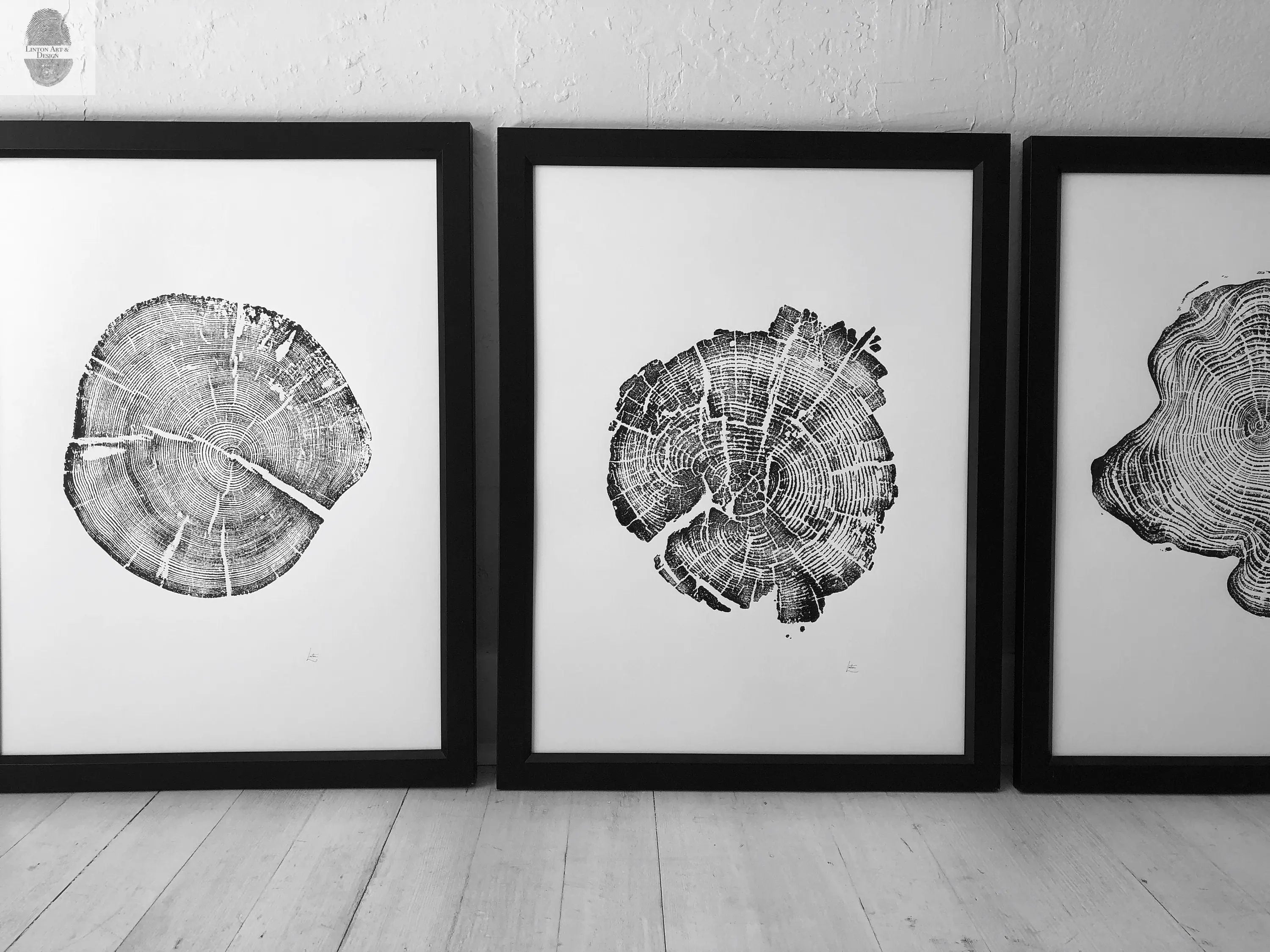 Grand Tetons, Alaska Art, Wyoming Art, Idaho Art, Tree Ring Art, Woodcut print, Biology Gifts, tree ring prints - 18x24 each print