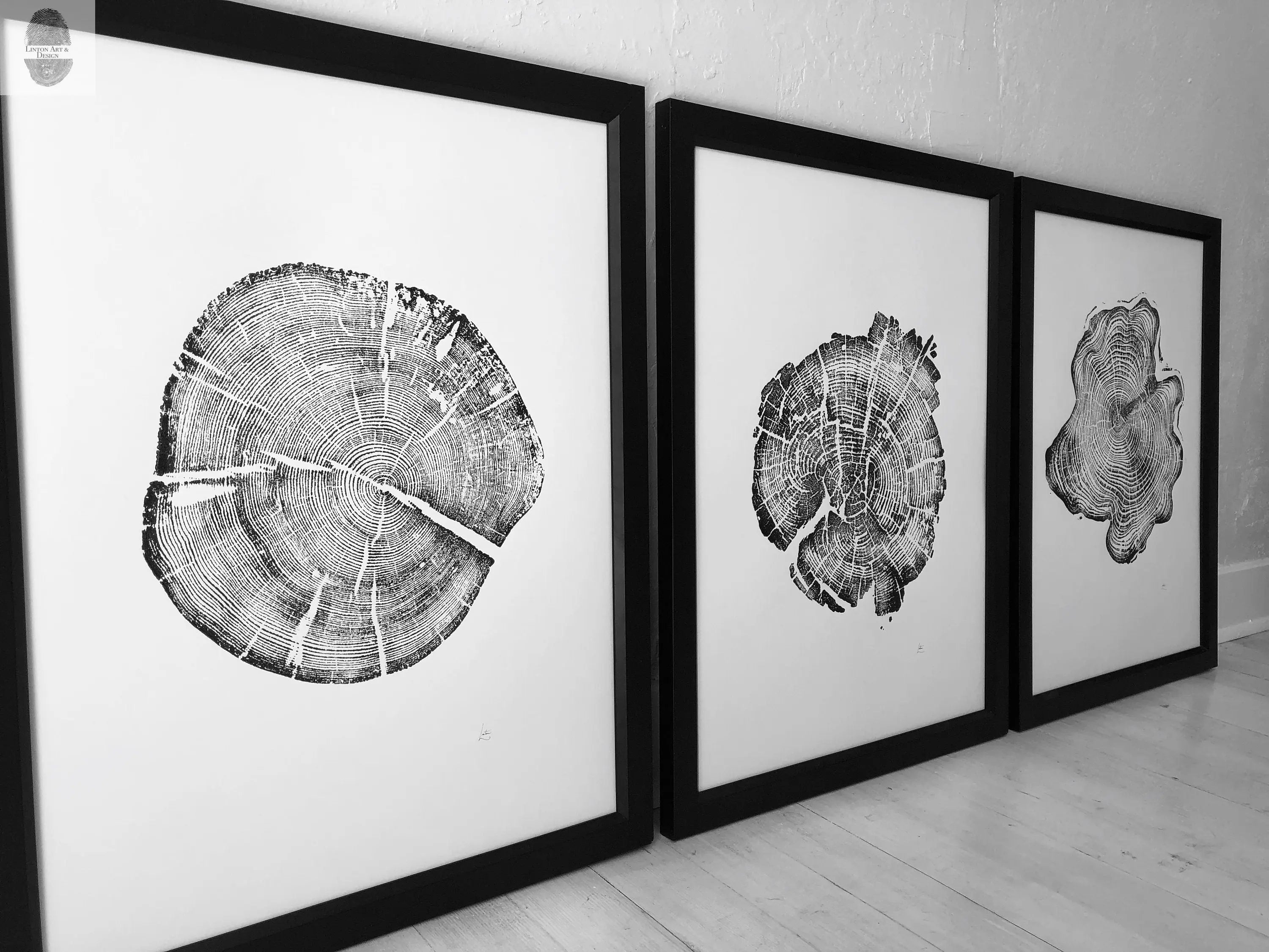 Grand Tetons, Alaska Art, Wyoming Art, Idaho Art, Tree Ring Art, Woodcut print, Biology Gifts, tree ring prints - 18x24 each print