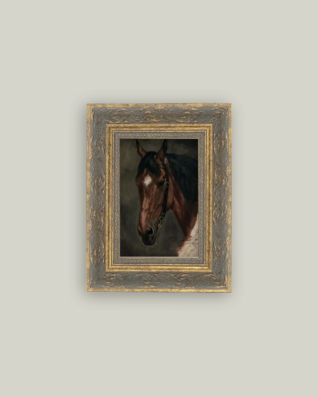 Horse Portrait 6x8 3x5 Antique 44G Patina Gold 24 MM D