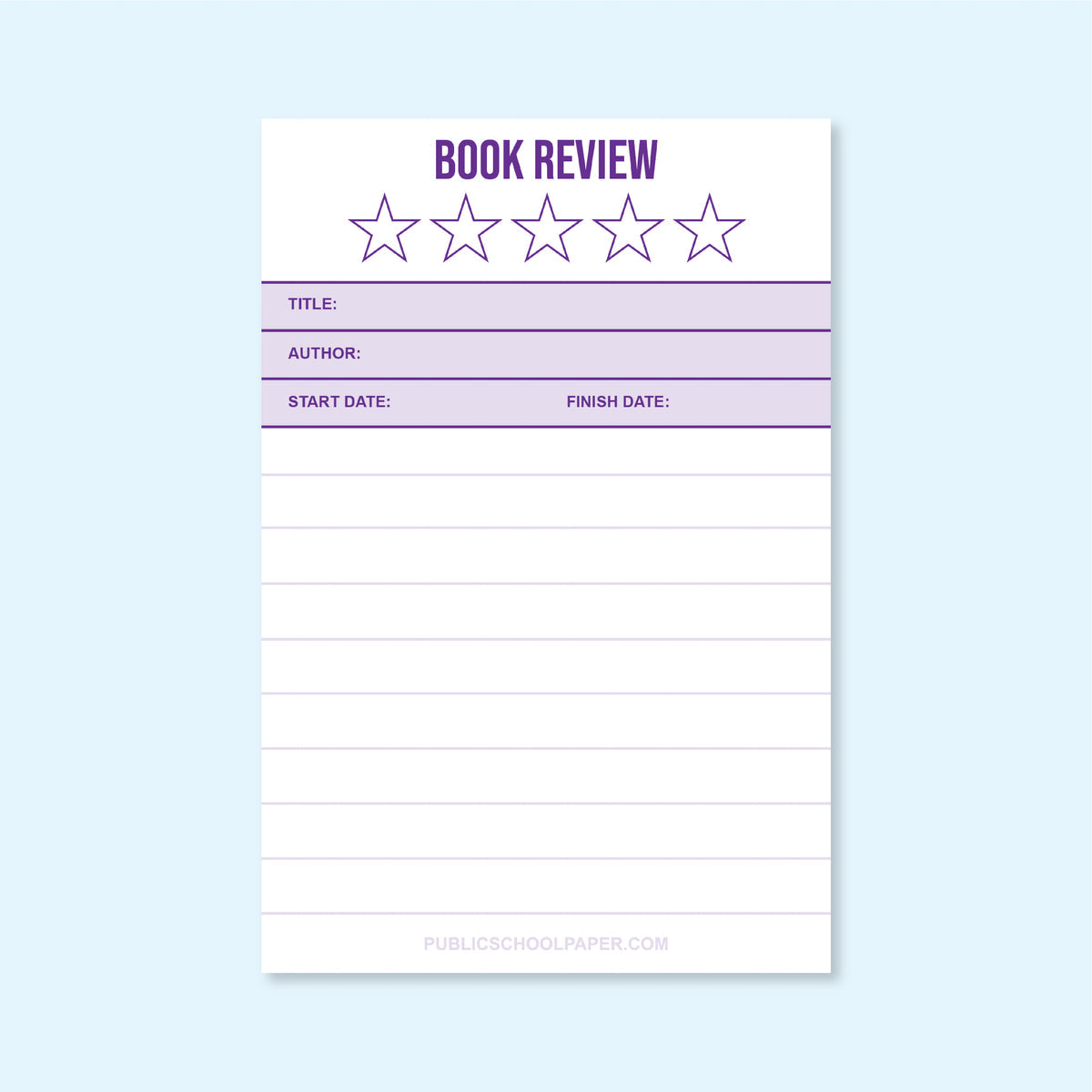 white and purple note pad for book reviews