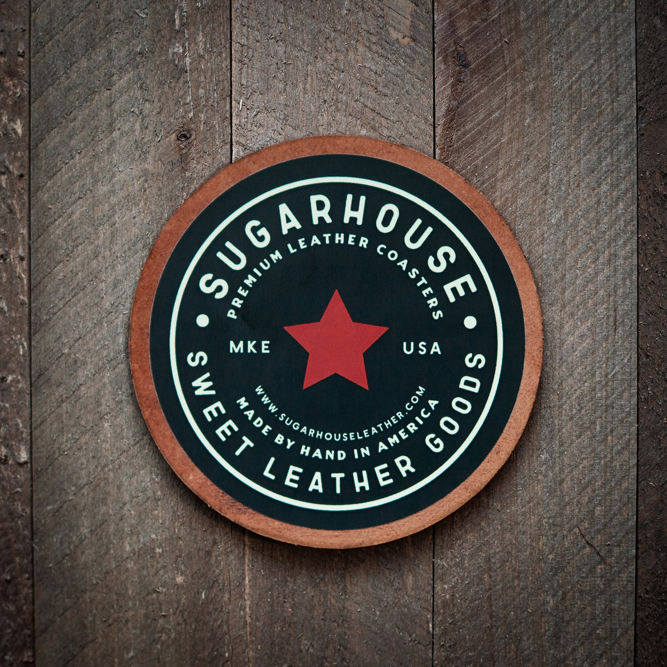 Our leather coasters are cut and pressed by hand from some of the thickest and finest harness leather available. They patina beautifully as they age. Enjoy setting a stack of these on your coffee table or give them as a gift that really says, "I picked these out just for you!"

Size: 4”