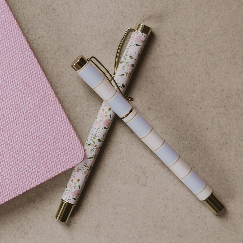 Add timeless elegance and a bit of springtime to your desk supplies with our floral metal pen set. Perfect as Spring and Summer desk accessories or thoughtful gifts for graduations and new job celebrations! This Spring pen set is both functional and stylish.