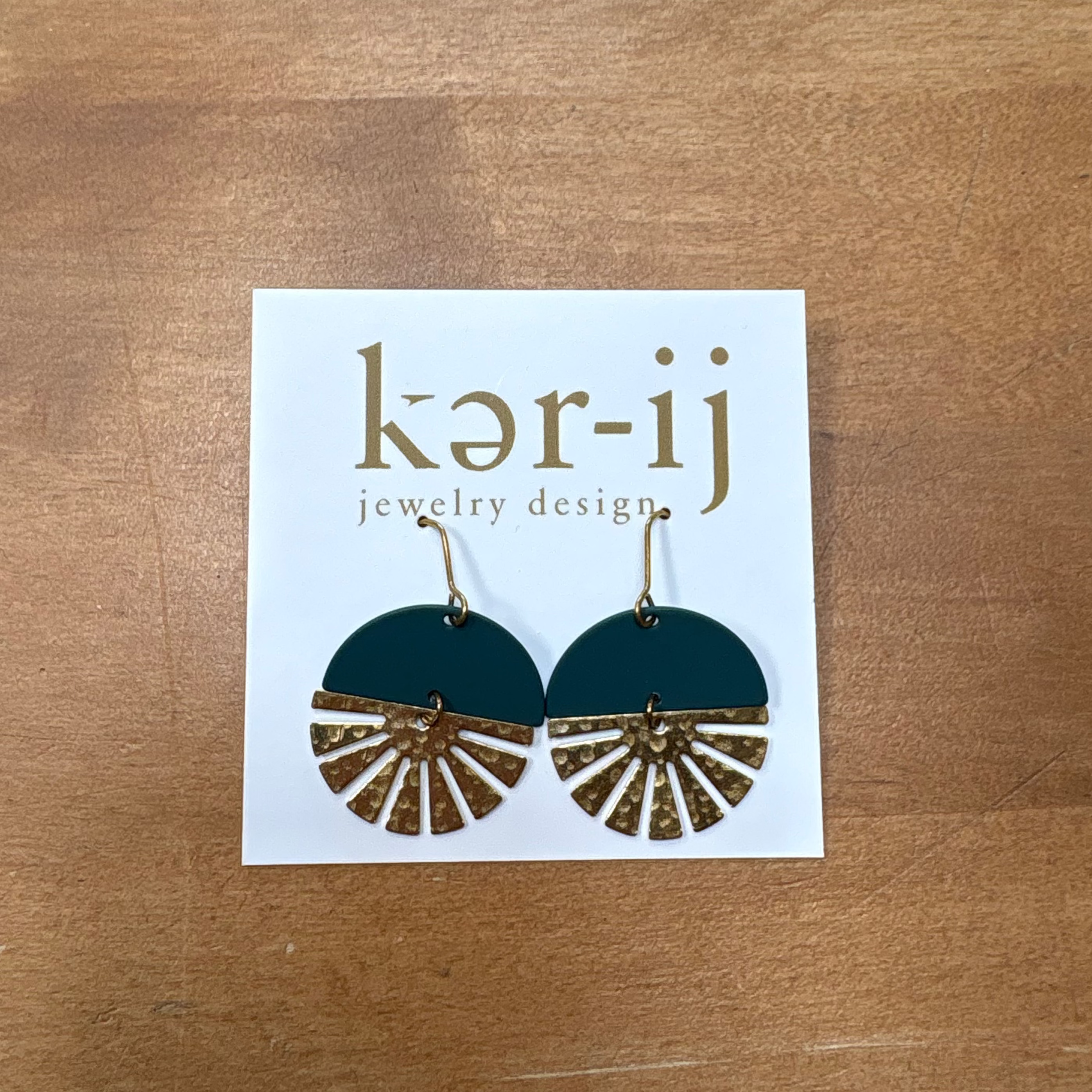 Rayya Earrings - Dark Green Enameled