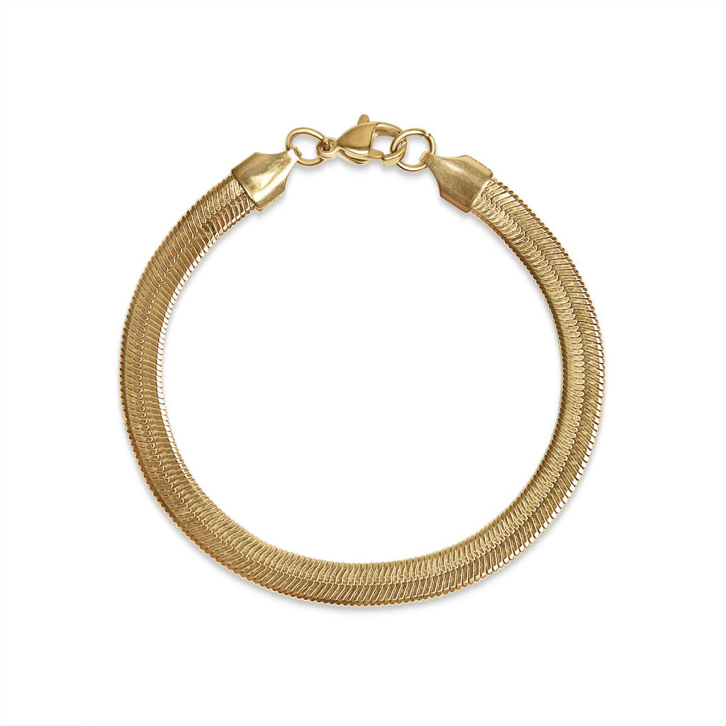Classic, timeless, and perfect for everyday wear, the Gold Herringbone Chain Bracelet is the perfect accent to complement your everyday style. Featuring a unique herringbone design, this chain bracelet lays flat to rest smoothly on the wrist for all day comfort and shine!

Lightweight, waterproof, and designed for everyday wear, our best selling Herringbone Chain Bracelets are a new must-have!