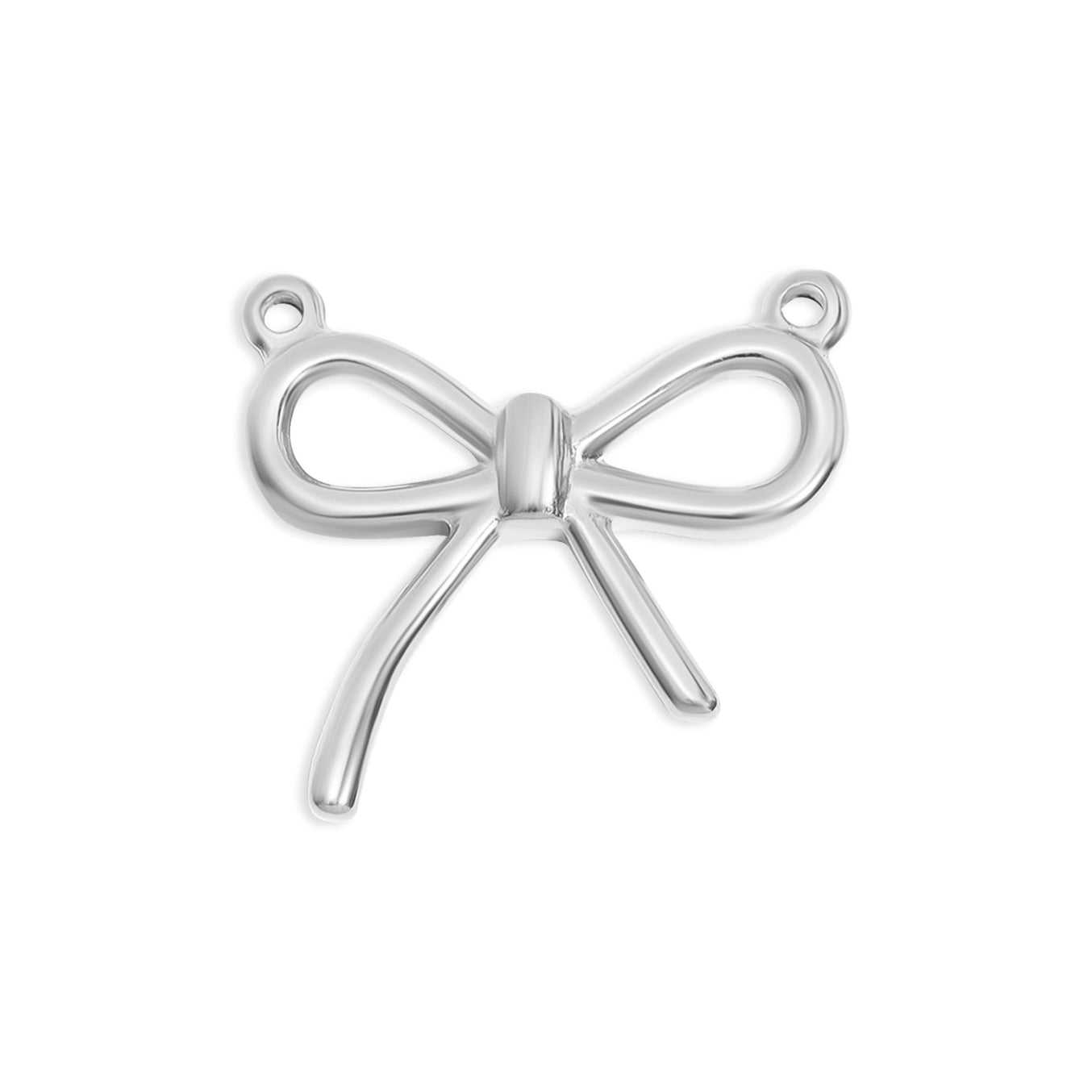 Show off your impeccable style with our charming Bow Connector Charm! This dainty bow charm adds a touch of elegance to any jewelry piece, available in both gold and stainless steel colors. Perfect for accessorizing any outfit and standing out from the crowd!