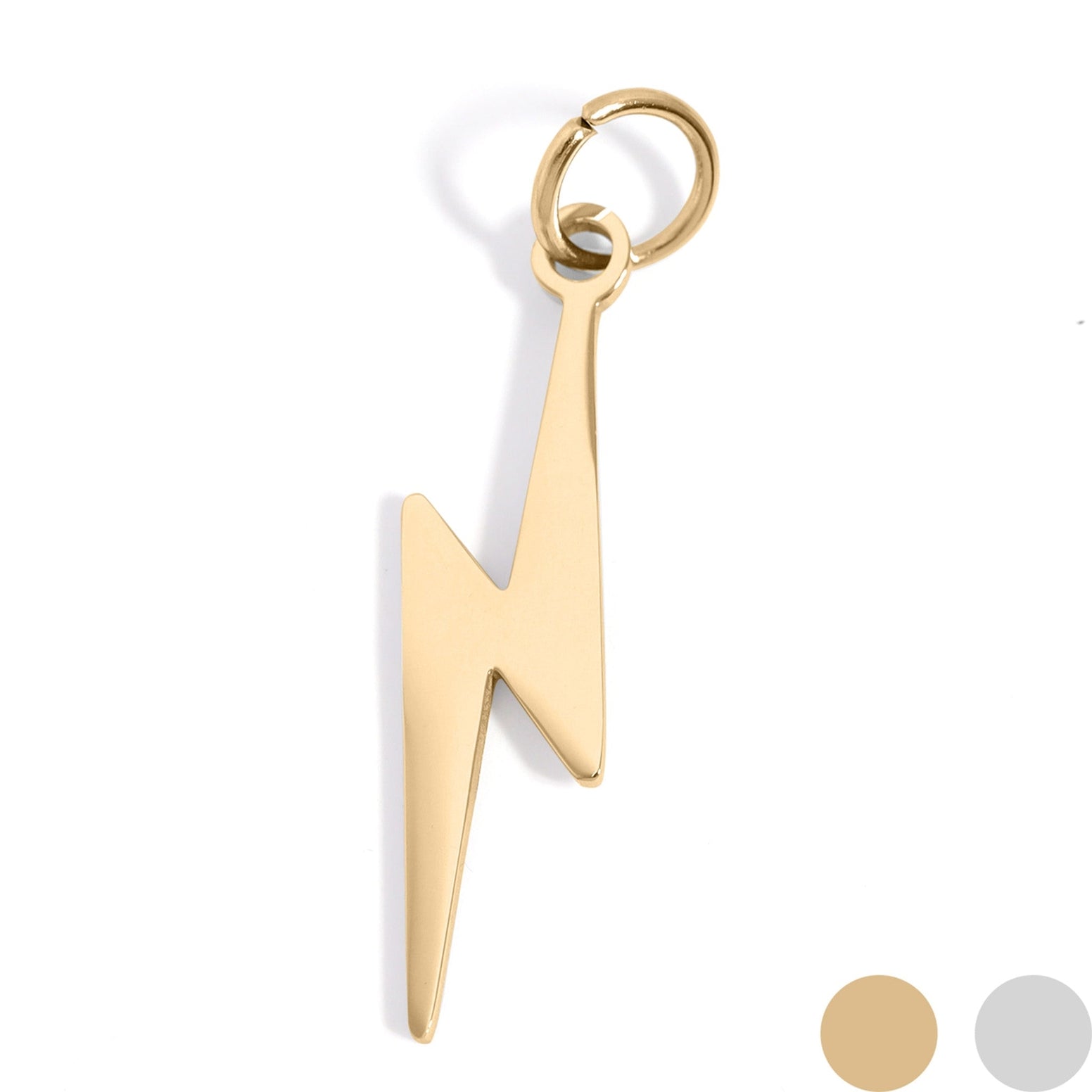 Spark your inner energy with this electrifying Lightning Bolt Charm. Symbolizing power, inspiration, and sudden insight, the bold design captures the dynamic force of nature. Perfect for those who embrace their creativity and drive, this charm reminds you to be fearless in chasing your passions and to trust the flashes of brilliance that strike when you least expect them.