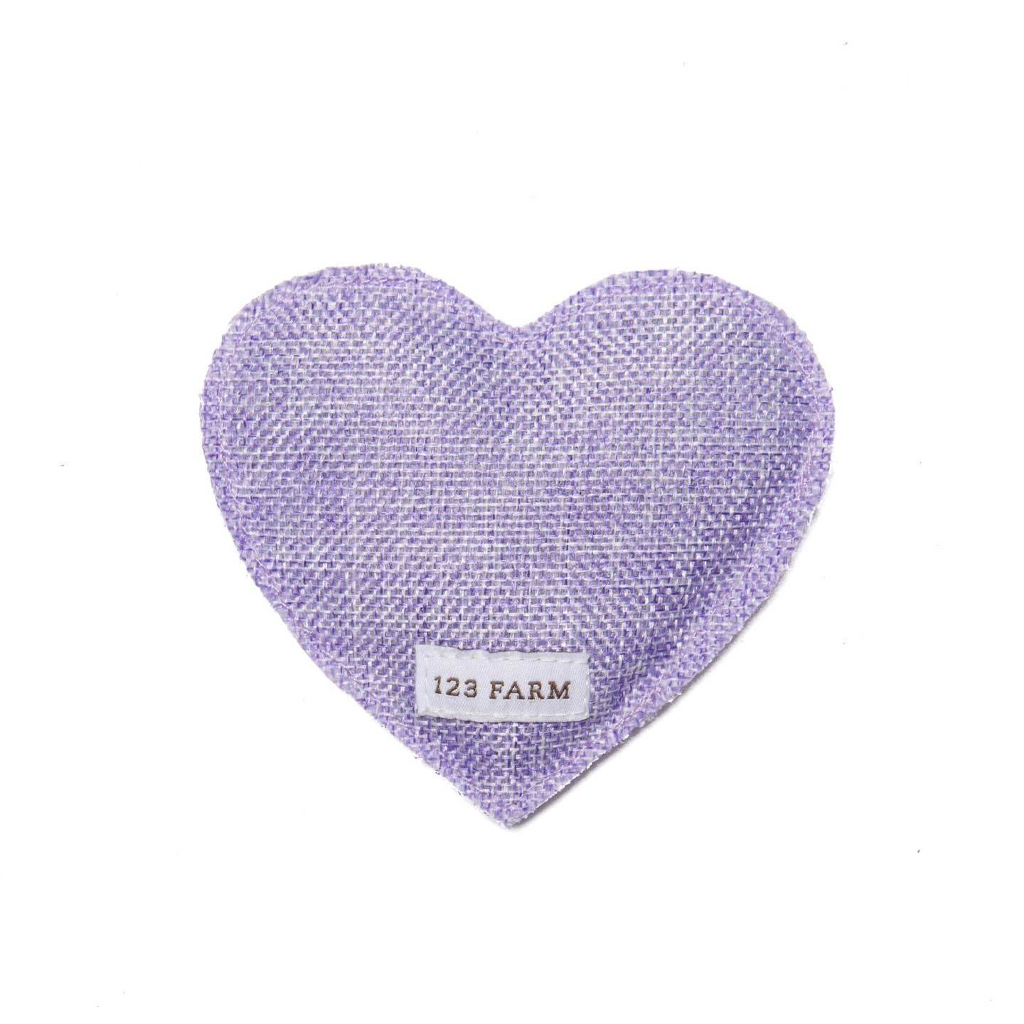 Heart-shaped sachet filled with dried organic lavender flowers from 123 Farm.