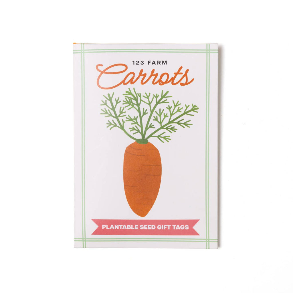 Give your gift an eco-friendly touch with our Plantable Seed Gift Tags. Inspired by vintage seed packet designs, each tag features a vintage carrot illustration. Once the tag has served its purpose, plant it in soil to grow something fun in the garden—giving it a second life!

Each pack contains 5 different gift tags, making them perfect for thoughtful gifting while promoting sustainability. Simply attach to your gift, and after use, plant the tag for a delightful surprise that grows!