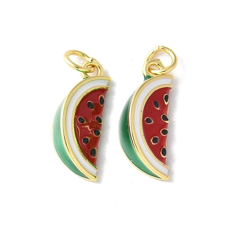 Add a pop of summer fun to your look with our Watermelon Charm! Whether worn on a bracelet or necklace, this charm is sure to make a statement. Perfect for any watermelon lover, it's a playful addition to any outfit.
