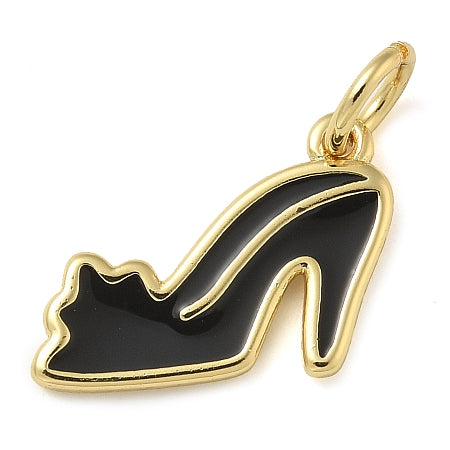 Elevate your style with our Black High Heel Charm. Crafted with enamel and gold details, this charm is perfect for adding a touch of sophistication to your bracelet or necklace. Step into elegance and add this versatile piece to your jewelry collection today.