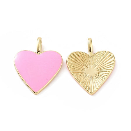 Accentuate your style with our Pink Enamel Heart Charm. This adorable charm features a baby pink enamel heart with elegant gold edging, making it the perfect addition to your bracelet or necklace. Show your love and add a touch of sweetness to any outfit.