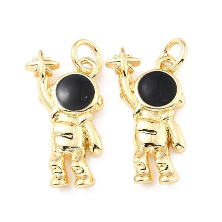 Take your style to new heights with our Astronaut with a Star Charm! This mini astronaut is the perfect accessory for any bracelet or necklace, adding a touch of whimsy and elegance. Made with gold plated brass, this charm is sure to get you excited for looking at the stars. Elevate your look today!