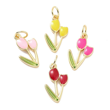 Add a gorgeous touch of spring to your jewelry collection with our delicate Gold Tulip Charms. The colorful enamel tulips are available in four stunning shades and are the perfect addition to your favorite bracelet or necklace. Elevate your style and embrace the beauty of nature with these charming pieces.
