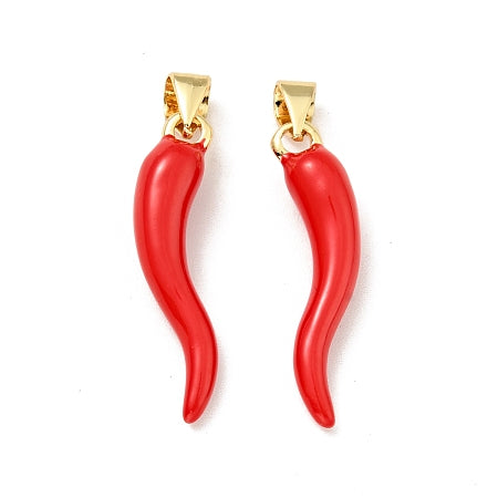 Add some luck to your jewelry collection with our Red Italian Horn Cornicello Charm. This charm can be added to any bracelet or necklace. The Italian Horn Cornicello symbolizes good fortune and protection, making it the perfect addition to your everyday style.