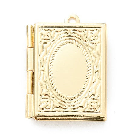 Carry a piece of vintage charm with you wherever you go with our Gold Vintage Book Locket Charm. Delicate patterns on the front add a touch of elegance to this timeless piece. The book charm functions as a locket, perfect for storing precious memories. Its gold color makes it a versatile accessory for both bracelets and necklaces.