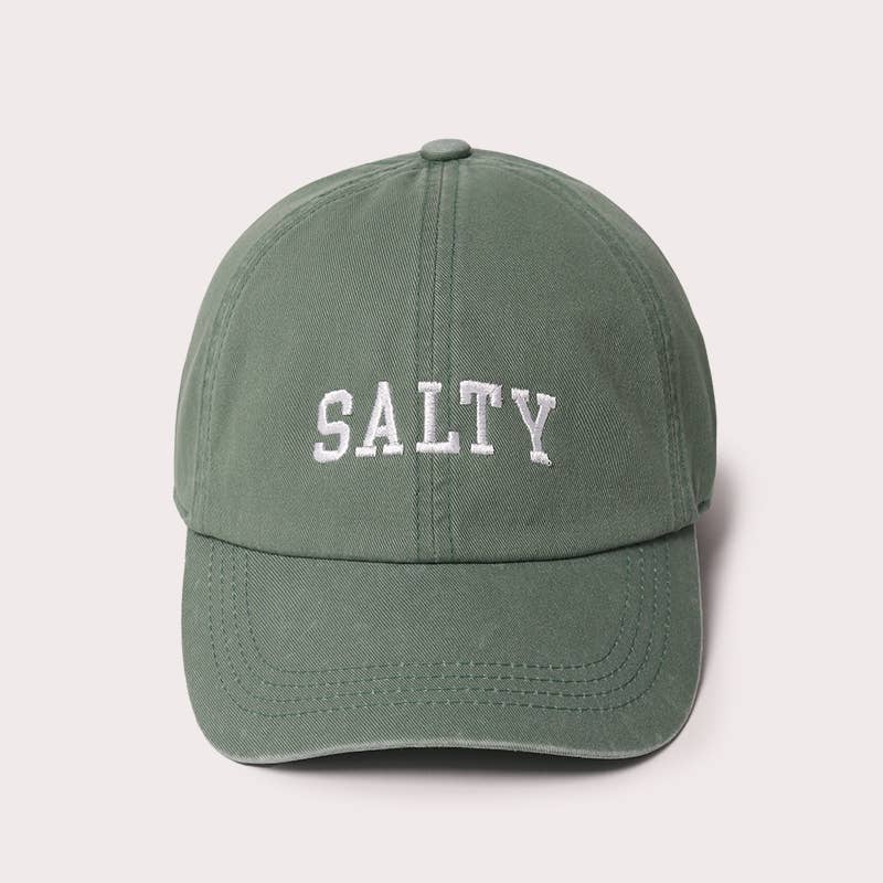If you love the salty sea and the sunny sky, you'll love this Salty Stone font baseball cap! It's made of 100% cotton and has a washed-out look that gives it a vintage vibe. The Salty Stone font is a casual script that adds some flair to your hat. This cap is perfect for beach days, boat trips, or just hanging out with your friends. Don't miss this chance to get your Salty Stone font baseball cap today!