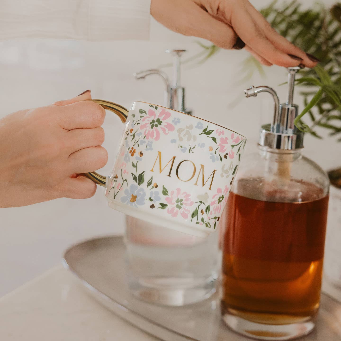 Mom Pink Floral Coffee Mug
