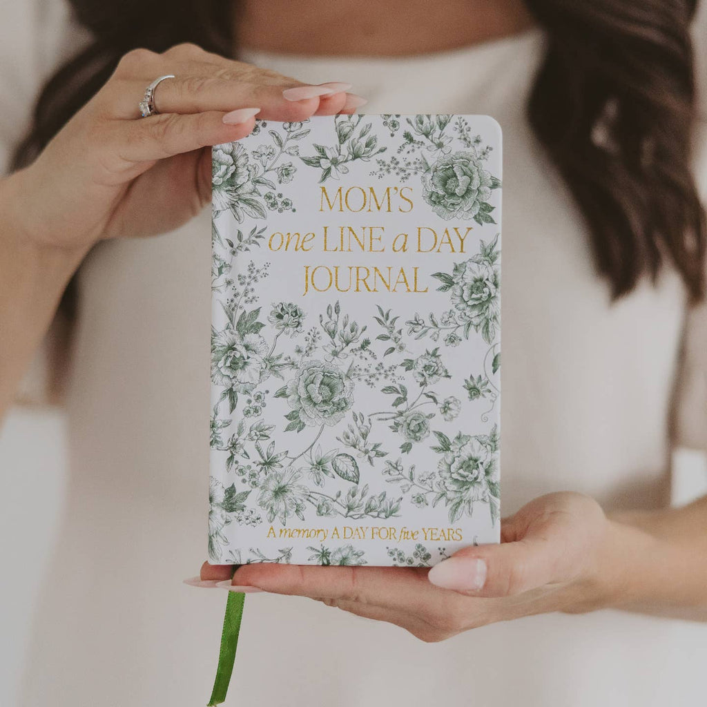 Our Mom's One Line A Day journal is perfectly designed with an elegant green delft pattern. This five-year mom journal makes a thoughtful Mother's Day gift, birthday gift, baby shower gift, and more. It's a meaningful keepsake for moms of newborns or older children.