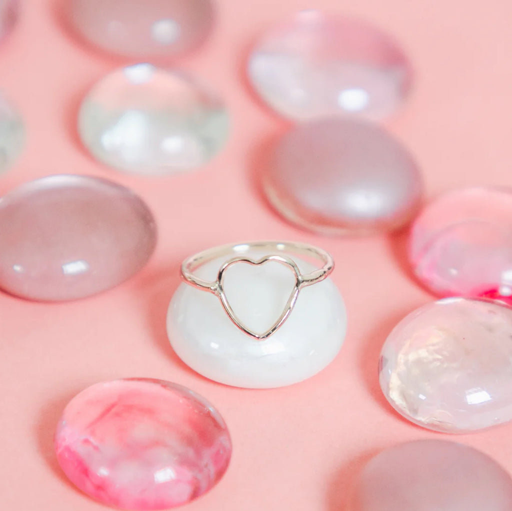 The heart ring is made with a little extra love every time and is the ring to wear when you need a more of it in your life, from yourself or those who care for you.&nbsp; The open heart is approximately .5" wide and on 1mm wire.