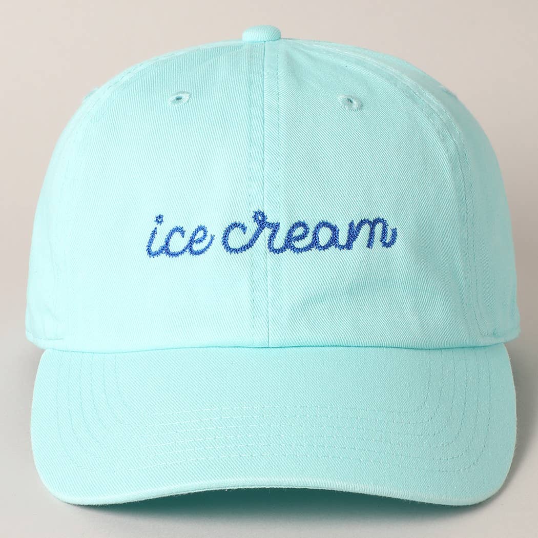 Ice Cream Embroidered Baseball Cap - Aqua