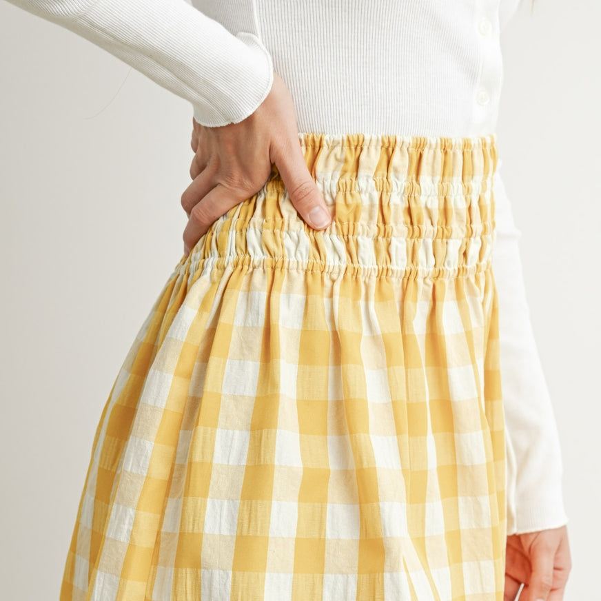 Yellow Checked Patterned Plaid Skirt
