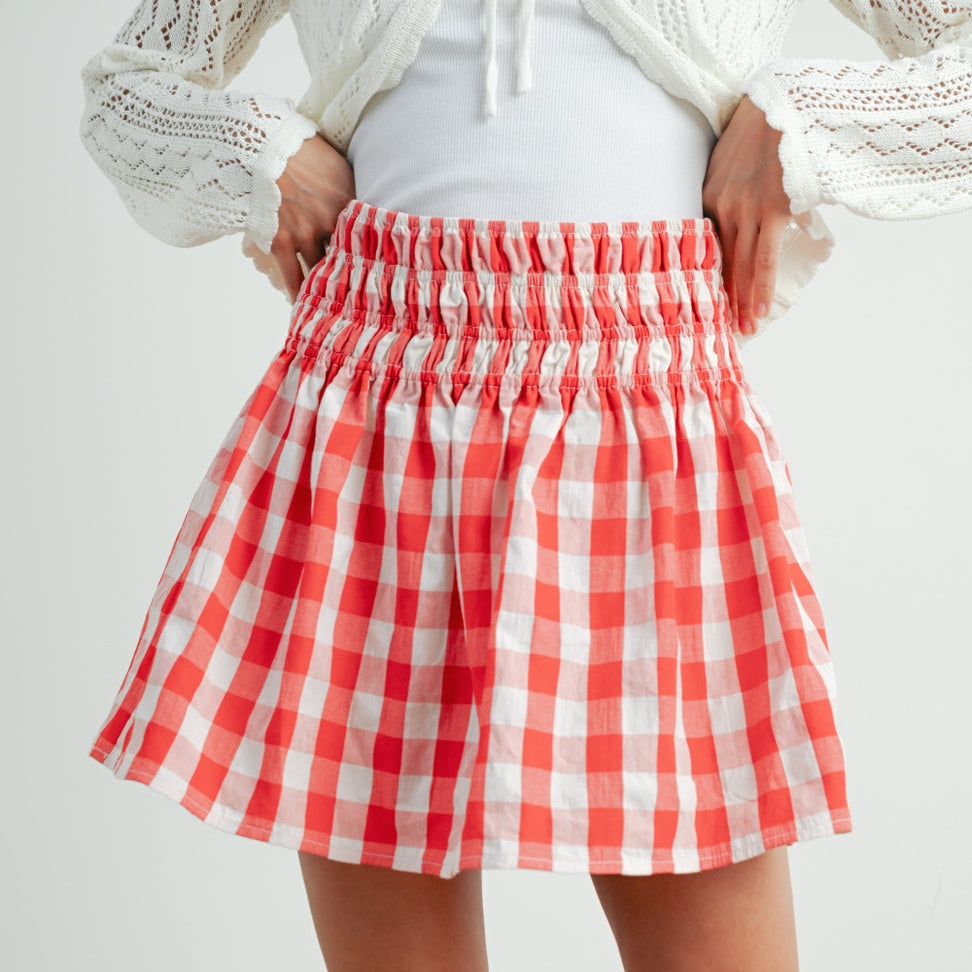 Red Checked Patterned Plaid Skirt