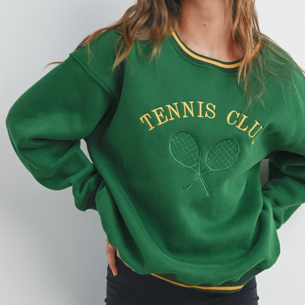 Our Tennis Club Multicolored Sweatshirt - the perfect blend of style and comfort for both on and off the court. Crafted from premium, soft cotton blend fabric, this vibrant sweatshirt features an eye-catching array of colors that add a playful touch to your athletic wardrobe. With its relaxed fit and classic crew neckline, it's designed for ultimate comfort and versatility. Whether you're practicing your serve or enjoying a casual day out, this multicolored sweatshirt is your go-to for a sporty y