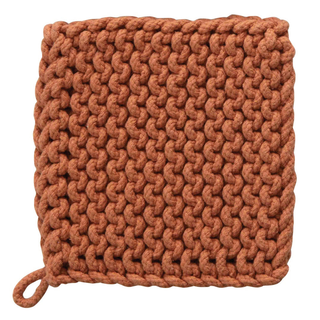 Cotton Crocheted Pot Holder - Orange