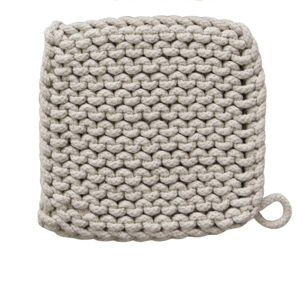 Cotton Crocheted Pot Holder - Light Grey