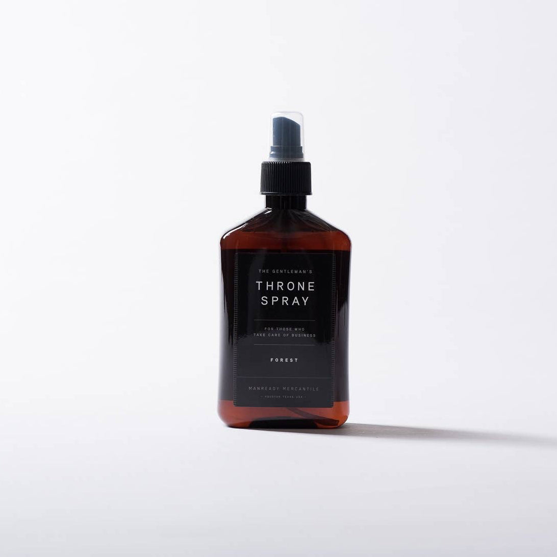 We love the outdoors so much that we brought it inside. Our "Forest" scented all-natural restroom spray, "Keeps restrooms smelling like royalty." 
Made with an invigorating combination of essential oils and purified water. Spray overhead as needed to naturally hide odors. Who's to say it can't be used all around the house? Thank us later!
10 fl oz plastic spray bottle.
 Ingredients: Spruce, pine, fir, essential oils with purified water.
