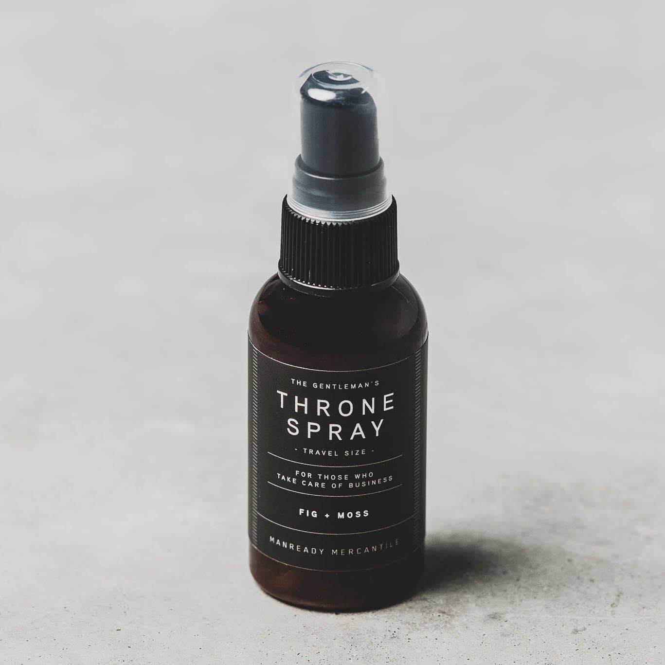 For those who take care of business! We decided to launch new scents for the great Throne Spray.

We present the Fig + Moss Throne Spray in Travel Size

Made with a highly refined exotic blend of fragrance oils and purified water. Spray overhead as needed to naturally hide odors. Who's to say it can't be used all around the house?

Thank us later.

2 fl oz plastic spray bottle. (60 ml)