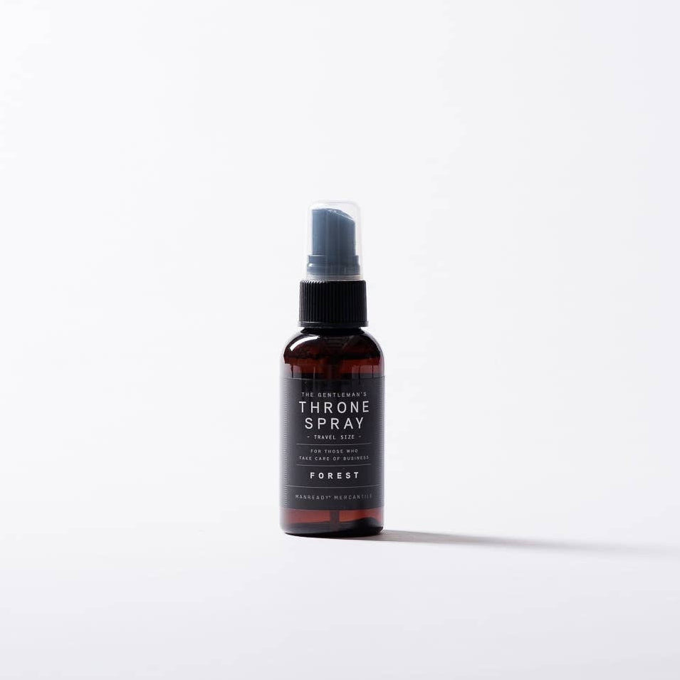 We love the outdoors so much that we brought it inside. Our "Forest" scented all-natural restroom spray now available in Travel Size, "Keeps restrooms smelling like royalty." 

Made with an invigorating combination of essential oils and purified water. Spray overhead as needed to naturally hide odors. Who's to say it can't be used all around the world? Thank us later!

2 fl oz plastic spray bottle.

Ingredients: Spruce, pine, fir, essential oils with purified water.  