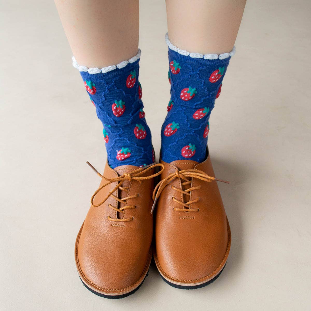 Blue Retro Strawberry Socks