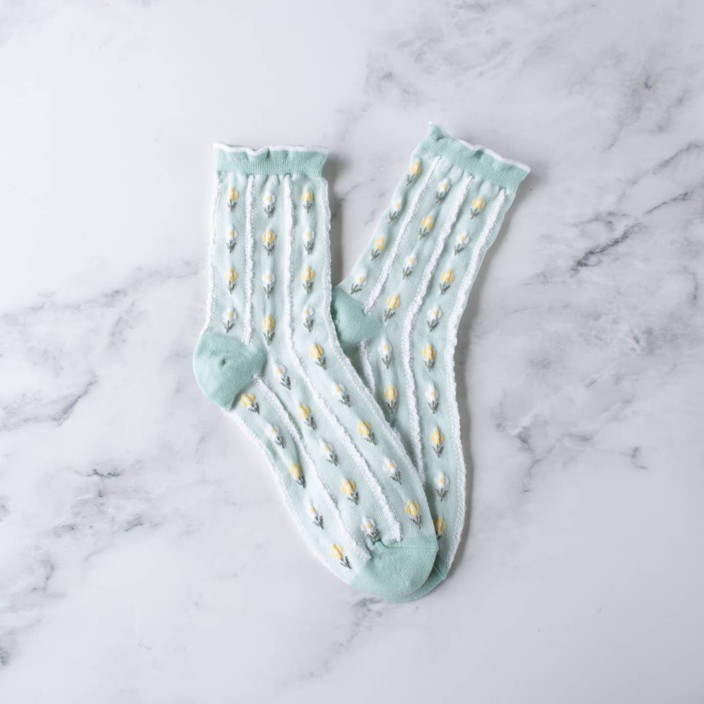 Pastel Mint Floral Socks