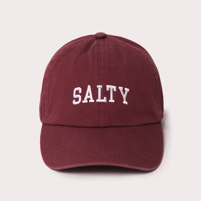 Salty Embroidered Baseball Cap - Plum