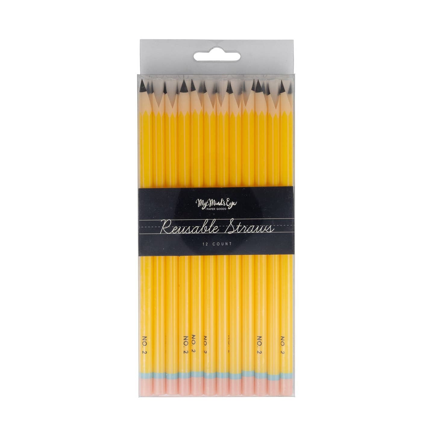 Pencil Reusable Straws - 12 Count