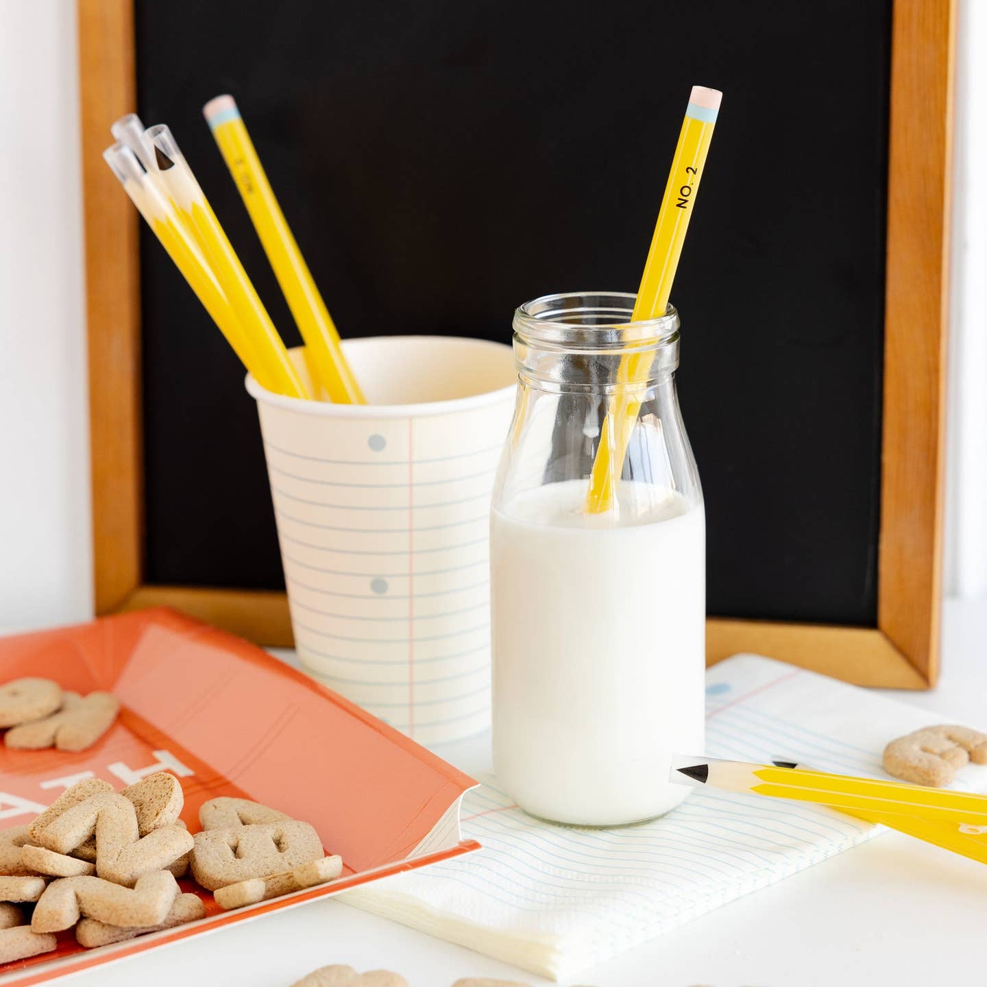 Pencil Reusable Straws - 12 Count