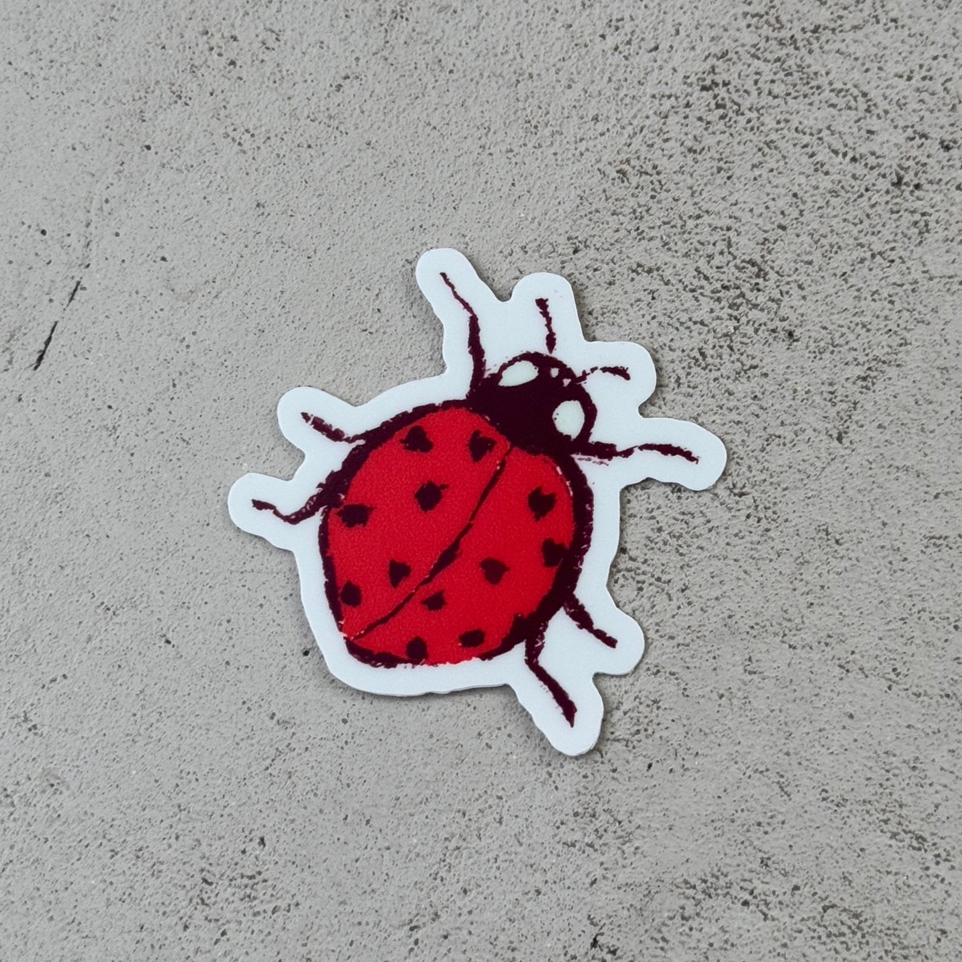 ladybug sticker with hearts for spots