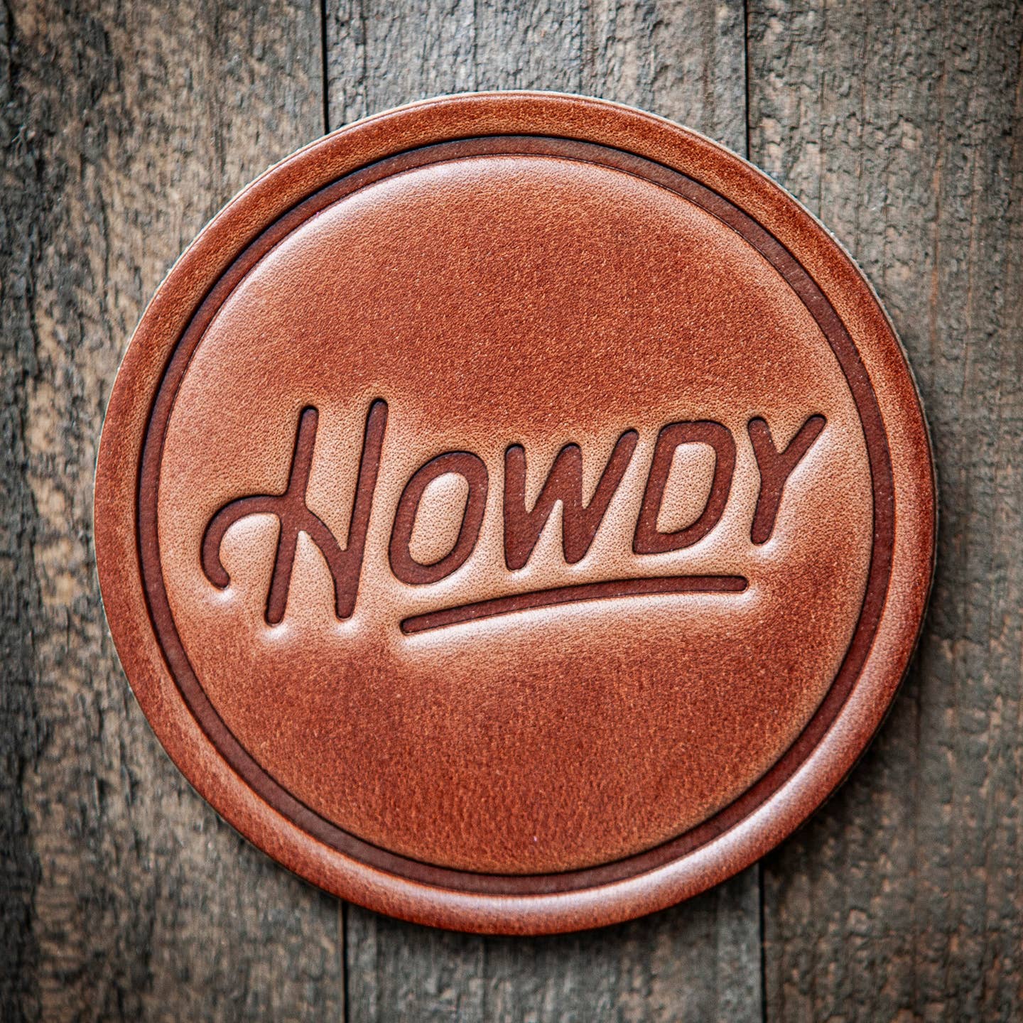 Our leather coasters are cut and pressed by hand from some of the thickest and finest harness leather available.  They patina beautifully as they age.  Customers love the ability to mix and match a variety of styles to make a classic set of coasters that really says, "I picked these out just for you!"