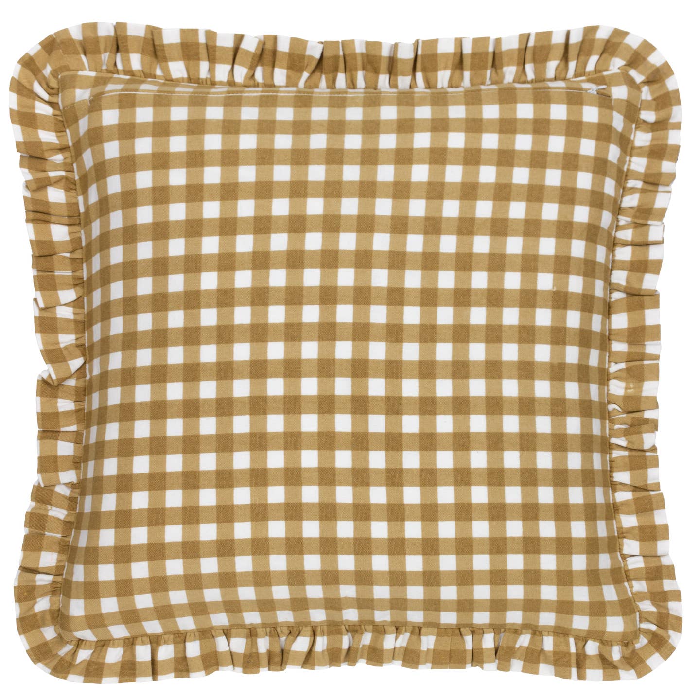 Maude Gold Gingham Reversible Piped Pillow