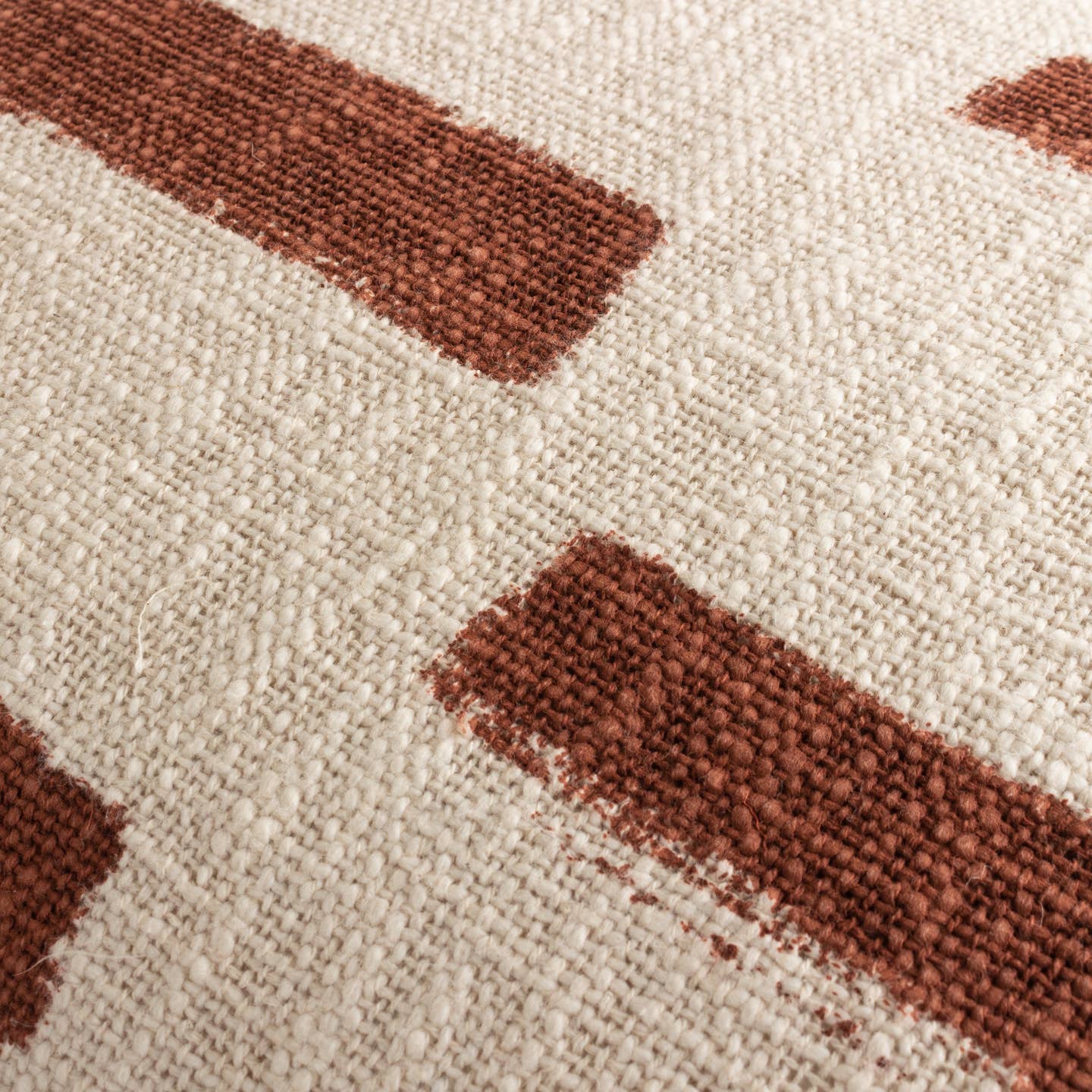 Terra Pecan Block Printed Slub Cotton Pillow