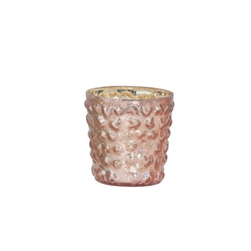 Blush Pink Hobnail Mercury Glass Votive