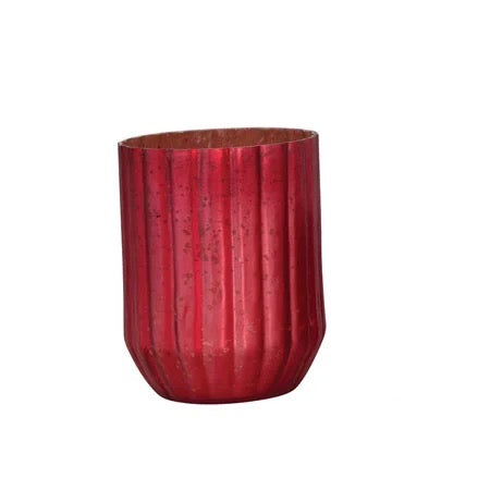 Red Ridged Mercury Glass Votive
